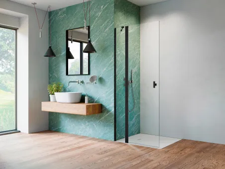 Nes Black Walk-in KDD II fekete zuhanyfal 100 átlátszó jobbos