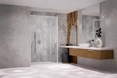 Idea White KDJ szögletes fehér zuhanykabin 130x120 átlátszó jobbos