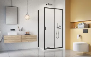 Comfort Black DWJ+S szögletes fekete zuhanykabin 100x90 átlátszó