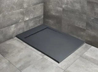 Teos F lapos szögletes antracit zuhanytálca 140x70 antracit, ajándék szifonnal
