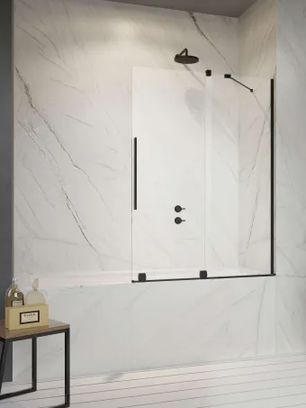 Furo Black PND II fekete kádparaván 150 átlátszó jobbos