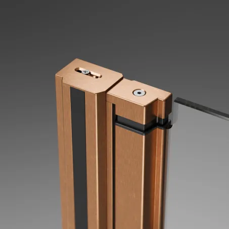 Nes Brushed Copper DWS B szálcsiszolt réz zuhanyajtó 100 átlátszó balos (ajtó 65 cm, fixfal 35 cm)