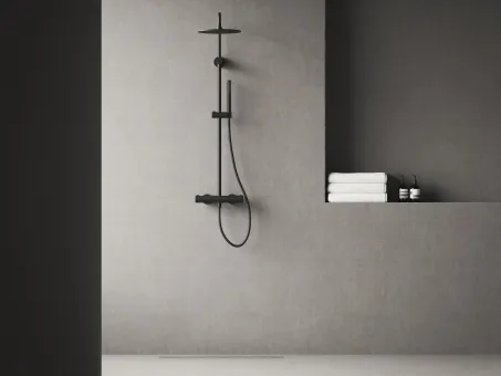 Spring termosztátos zuhanyoszlop, állítható, zuhanyszettel, fekete SG 091.20BLM