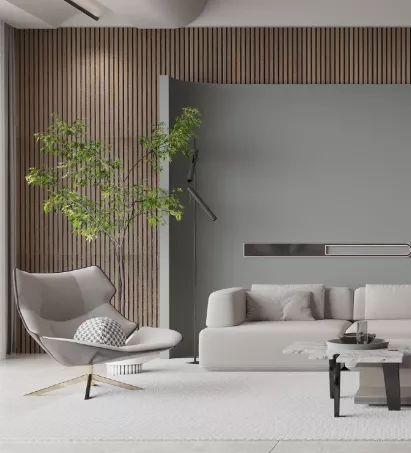 Fa hatású Füstös Tölgy akusztikus fali panel filc hátlappal 275x212x60