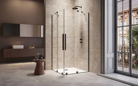 Furo Black KDD szögletes fekete zuhanykabin 120x90 átlátszó