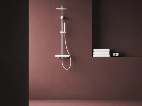 Spring  termosztátos zuhanyoszlop, állítható, zuhanyszettel, matt fehér SG 091.10WHM