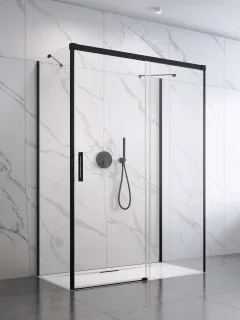 Idea Black KDJ+S szögletes fekete zuhanykabin 160x75 átlátszó jobbos