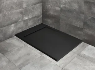 Teos F lapos szögletes fekete zuhanytálca 100x80 fekete, ajándék szifonnal