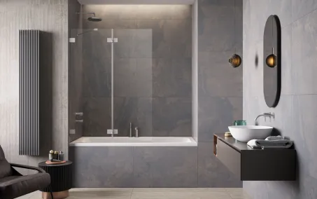 Essenza Pro Brushed Nickel PND II szálcsiszolt króm kádparaván 130 átlátszó balos