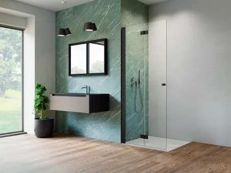 Nes Black Walk-in KDD-B fekete zuhanyfal 80 átlátszó jobbos