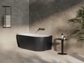 Freedom Corner II Tec 175x86 bal, akrilkád, fekete/fehér, fekete/fehér/króm lefolyó