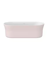 Ypsilon 180x80, akrilkád, Alabaster Pink/fehér, szabadonálló, fehér/fekete/króm lefolyó