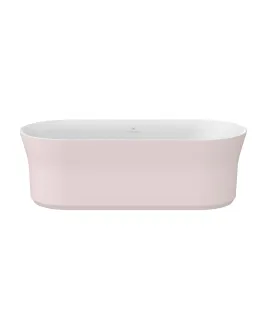 Ypsilon 180x80, akrilkád, Alabaster Pink/fehér, szabadonálló, fehér/fekete/króm lefolyó