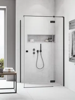 Essenza 8 Black KDJ szögletes fekete zuhanykabin 120x75 átlátszó jobbos