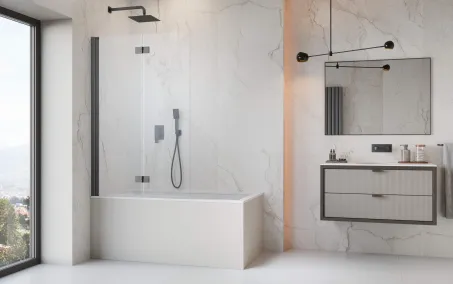 Nes Brushed GunMetal PND I szálcsiszolt fegyvermetál kádparaván 120 átlátszó balos