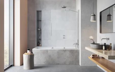 Furo Brushed Nickel PND II szálcsiszolt króm kádparaván 120 átlátszó balos