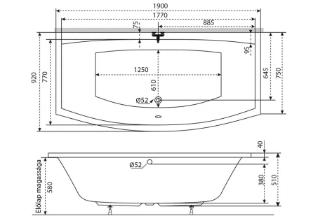 Relax különleges akril kád 190x90