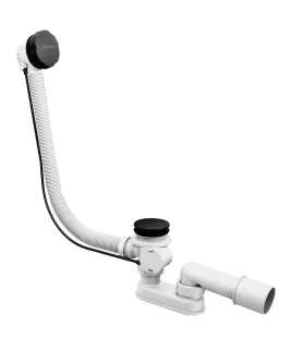 Kád le/túlfolyószett 570mm bovdenes, fekete