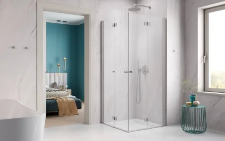 Nes Brushed Nickel KDD-B szögletes szálcsiszolt króm zuhanykabin 100x80 átlátszó