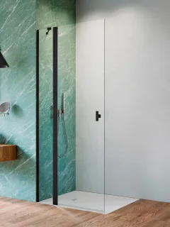 Nes 8 Black Walk-in KDD II fekete zuhanyfal 90 átlátszó jobbos