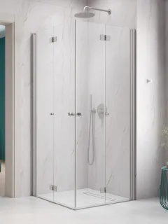 Nes Brushed Nickel KDD-B szögletes szálcsiszolt króm zuhanykabin 100x90 átlátszó