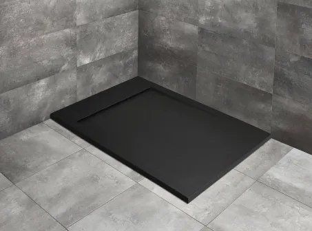 Teos F lapos szögletes fekete zuhanytálca 160x100 fekete, ajándék szifonnal