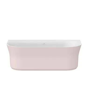 Ypsilon Wall 178x86, akrilkád, Alabaster Pink/fehér, szabadonálló, fehér/fekete/króm lefolyó