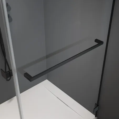 Fekete törölközőtartó - rögzítés két ponton az üvegre