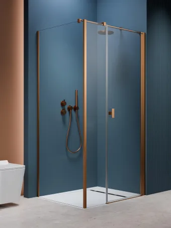 Nes Brushed Copper KDS I szögletes szálcsiszolt réz zuhanykabin 100x80 átlátszó jobbos
