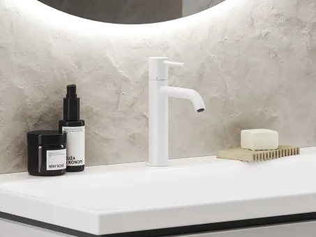 Espirit álló mosdócsaptelep BeCool 190 mm leeresztő nélkül ES 012.11WV, White Velvet