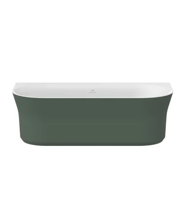 Ypsilon Wall 178x86, akrilkád, Grey Green/fehér, szabadonálló, fehér/fekete/króm lefolyó