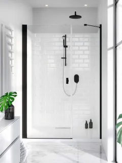 Nes Black DWS fekete zuhanyajtó 120 átlátszó balos