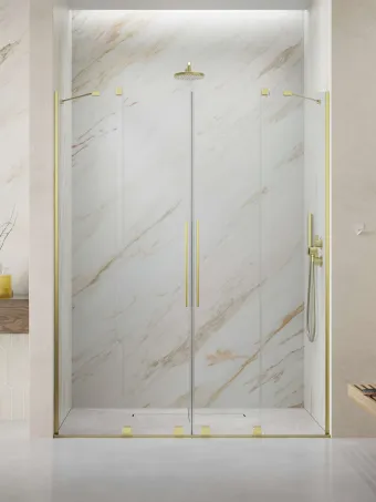 Furo Brushed Gold DWD szálcsiszolt arany zuhanyajtó 150 átlátszó