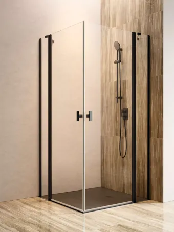 Nes 8 Black KDD II szögletes fekete zuhanykabin 90x100 átlátszó