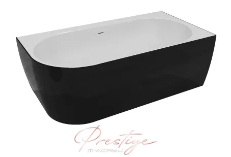 Harmony különleges akril kád 159x84 fekete előlappal, fehér lefolyóval, balos