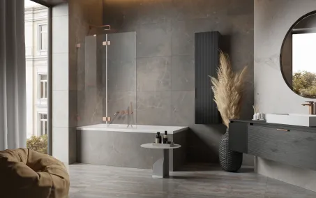 Essenza Pro Brushed Copper PND II szálcsiszolt réz kádparaván 110 átlátszó jobbos