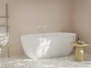 Freedom Wall II Tec 170x87, akrilkád, matt fehér/fehér, fehér/fekete/króm lefolyó