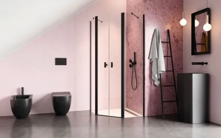 Nes Brushed Nickel PTD szögletes szálcsiszolt króm zuhanykabin 80x100 átlátszó