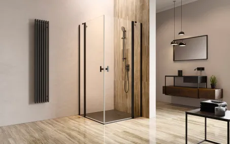 Nes 8 Black KDD II szögletes fekete zuhanykabin 100x90 átlátszó