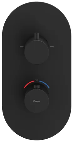 Espirit falba süllyesztett termosztátos csaptelep, kétutas, beslő egység nélkül ES 063.20BLM.O2.RB07C, Black Matt