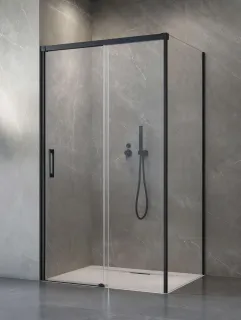 Idea Black KDS szögletes fekete zuhanykabin 100x70 átlátszó jobbos