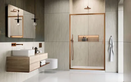 Alienta Brushed Copper DWJ szálcsiszolt réz zuhanyajtó 110 átlátszó