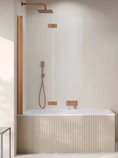 Nes Brushed Copper PND I szálcsiszolt réz kádparaván 120 átlátszó jobbos