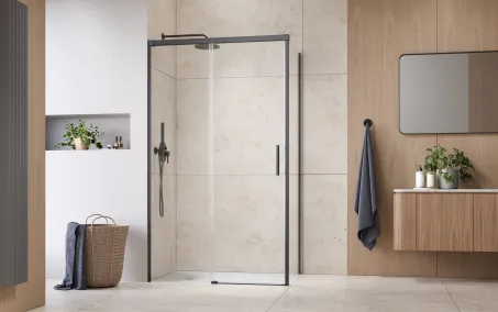 Idea Brushed GunMetal KDJ szögletes szálcsiszolt fegyvermetál zuhanykabin 110x70 átlátszó balos