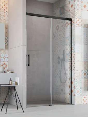 Idea 8 Black DWJ fekete zuhanyajtó 140 átlátszó jobbos