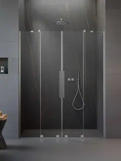 Furo Brushed Nickel DWD szálcsiszolt króm zuhanyajtó 150 átlátszó