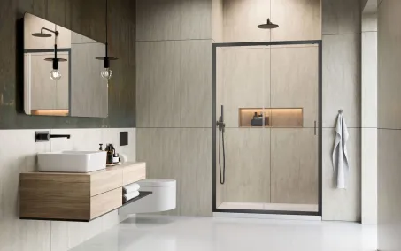 Alienta Brushed GunMetal DWJ szálcsiszolt fegyvermetál zuhanyajtó 100 átlátszó