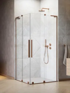 Furo SL Brushed Copper KDD szögletes szálcsiszolt réz zuhanykabin 110x100 átlátszó