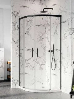 Idea Black PDD íves fekete zuhanykabin 90x90 átlátszó