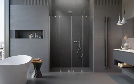 Furo Brushed Nickel DWD szálcsiszolt króm zuhanyajtó 160 átlátszó